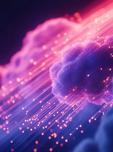 Smiling man using laptop to explore industry-focused AI solutions